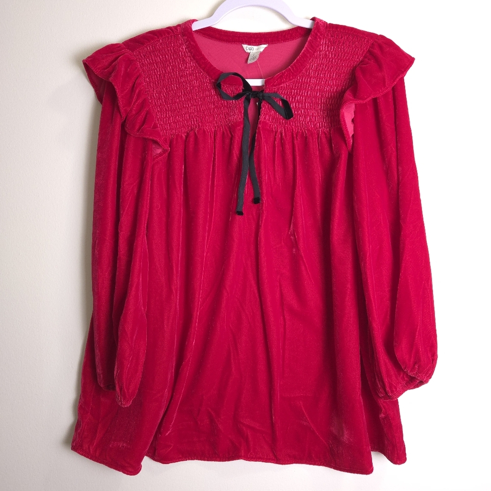 CATO Velour Feminine Whimsigoth Valentines Cherry‎ Pink Blouse L